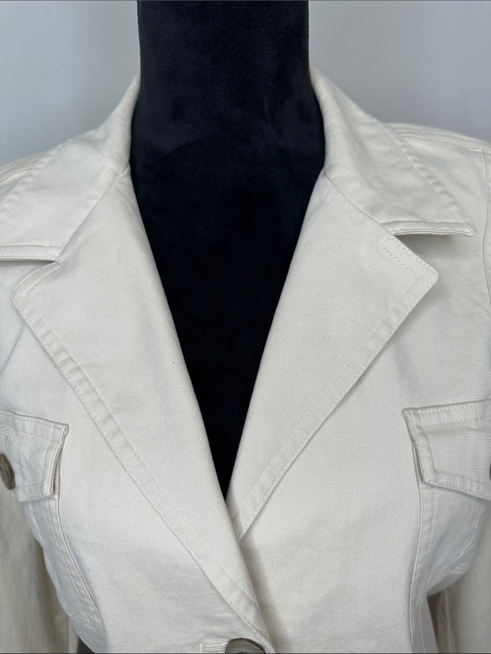 Talbots Off-White Button Front Utility Blazer - Picture 3 of 14